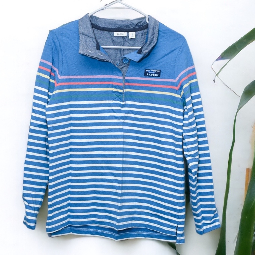 **3/$25** LL Bean Sweatshirt Style Collared Shirt - M